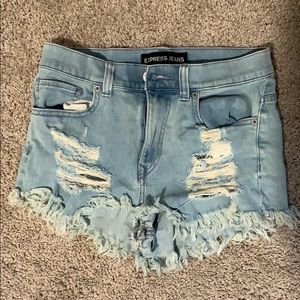 Express jeans distressed jean shorts